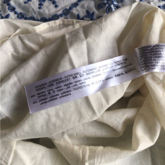 Zara Openwork embroidered floral eyelet Blue and White ruffle sleeves Maxi Dress - Picture 6 of 16